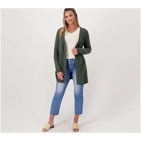 ALL WORTHY HUNTER MCGRADY‎ NEW $84 Button Front Cardigan in Black XS - Picture 3 of 3